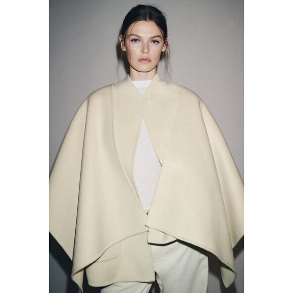 ZARA WOOL BLEND CAPE COAT ZW COLLECTION - Picture 1 of 8